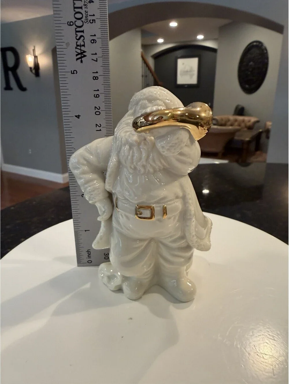 Vtg Lenox Santa’s With Gold Trim Handcrafted By Lennox Set Of 2 EUC